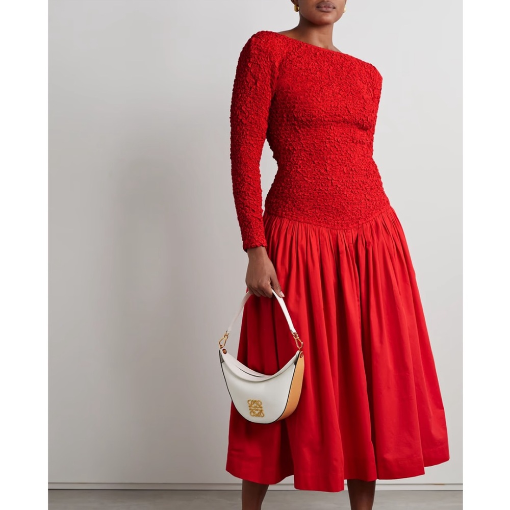 Mara Hoffman Mereba cotton-poplin and popcorn jersey midi dress
